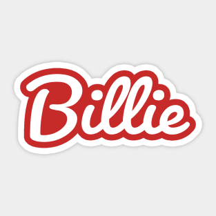 Billie Typography White Cursive Script Sticker